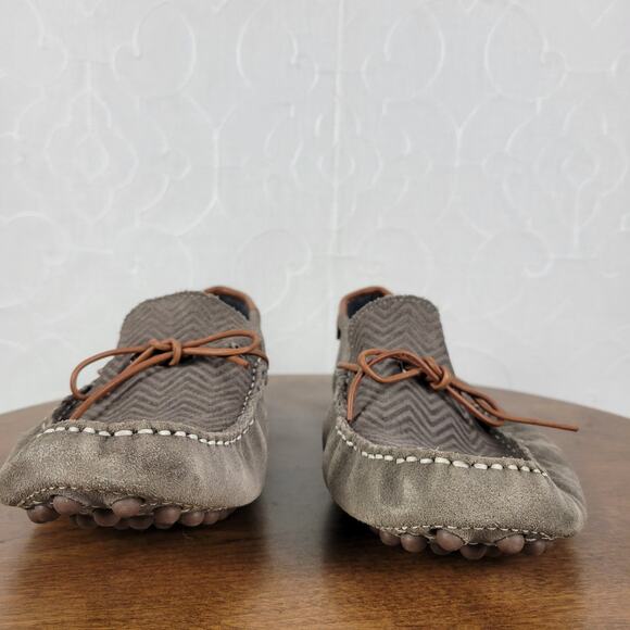 Mike Konos Mens Shoes Size 10 Taupe Suede Leather Driving Loafers Mocassins - Picture 9 of 12